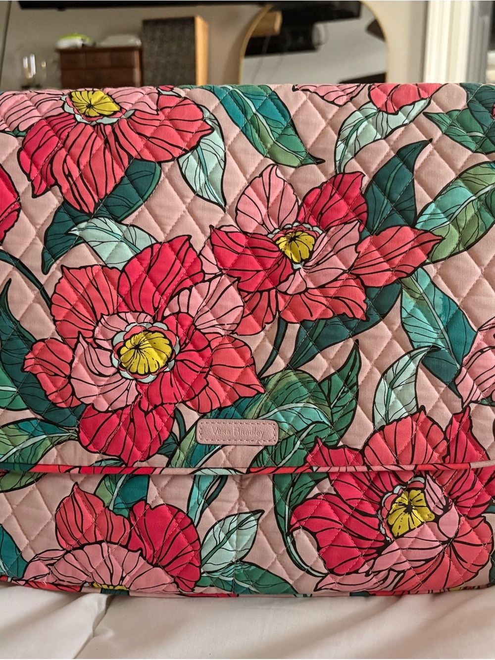 Vera Bradley Pink Floral Quilted Foldover Clutch